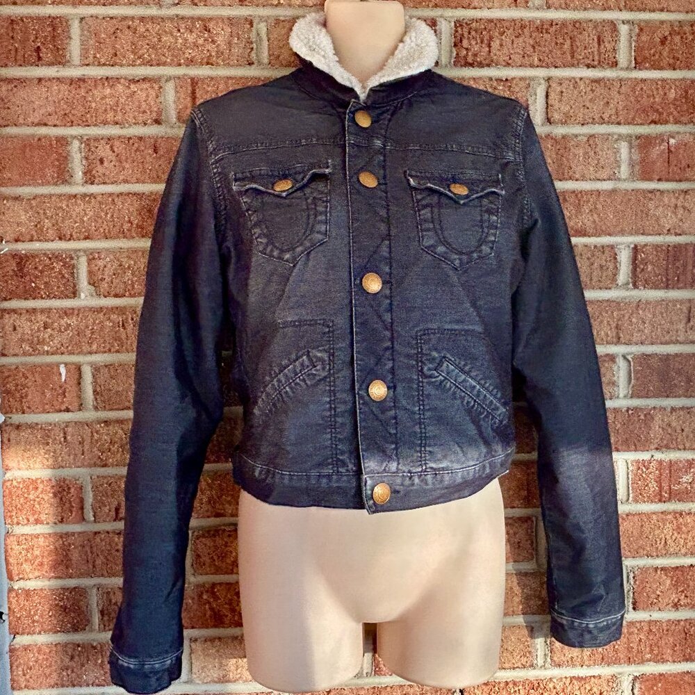 True Religion Denim Sherpa Lined Trucker Jacket XS